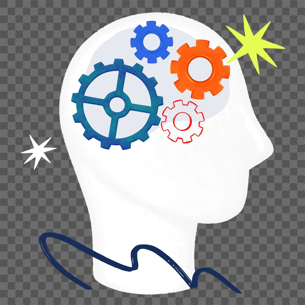 Cogwheel head png, business remix, editable design