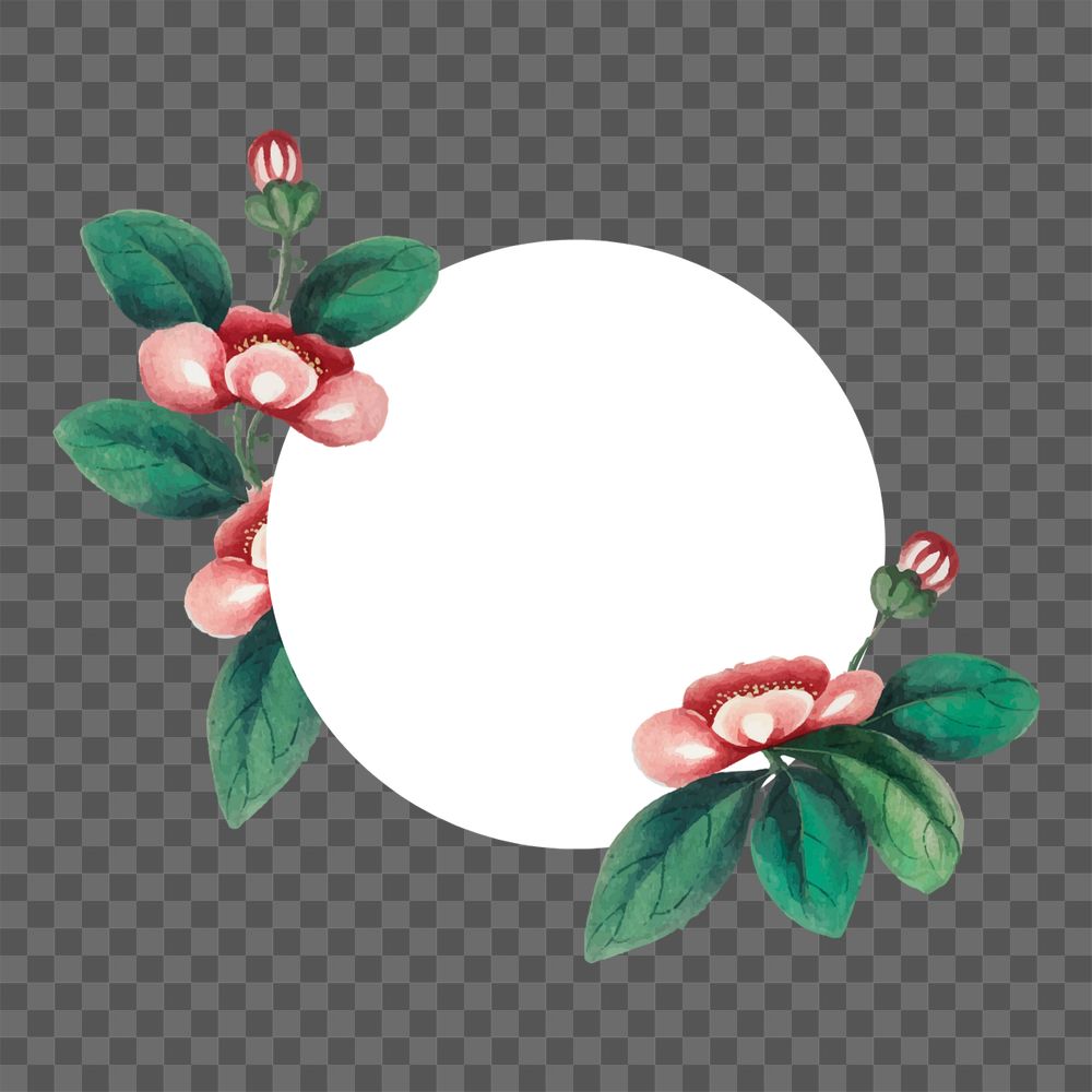 Red flower png illustration, round shape on transparent background, editable design