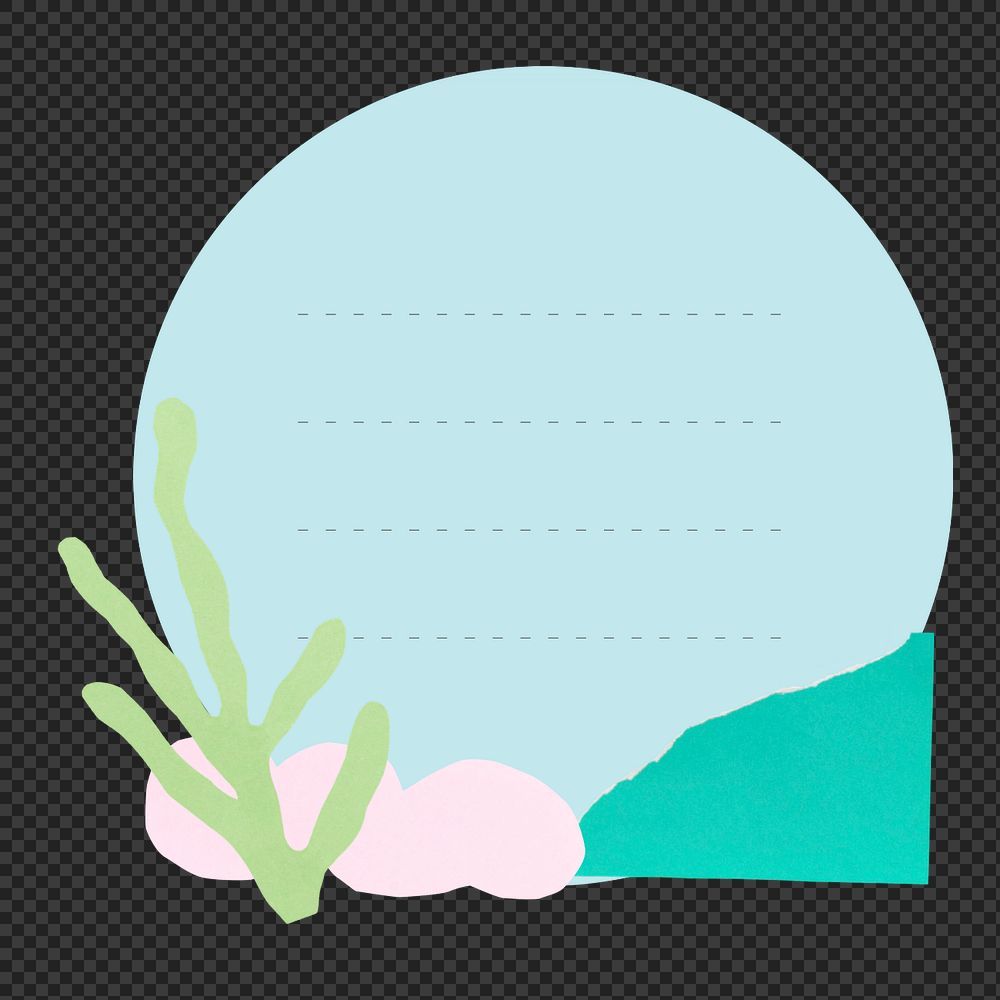 Circle png paper note, cute doodles on transparent background, editable design