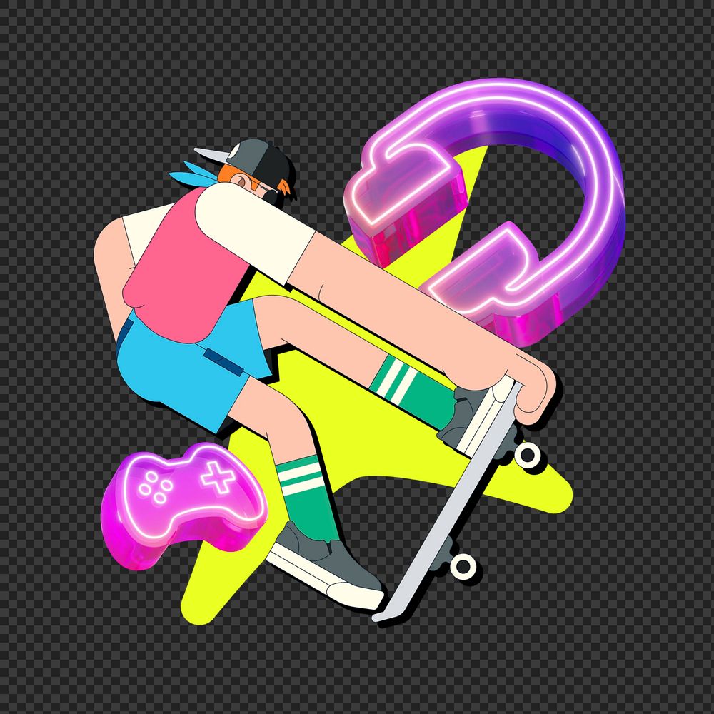 Man game and music png, transparent background