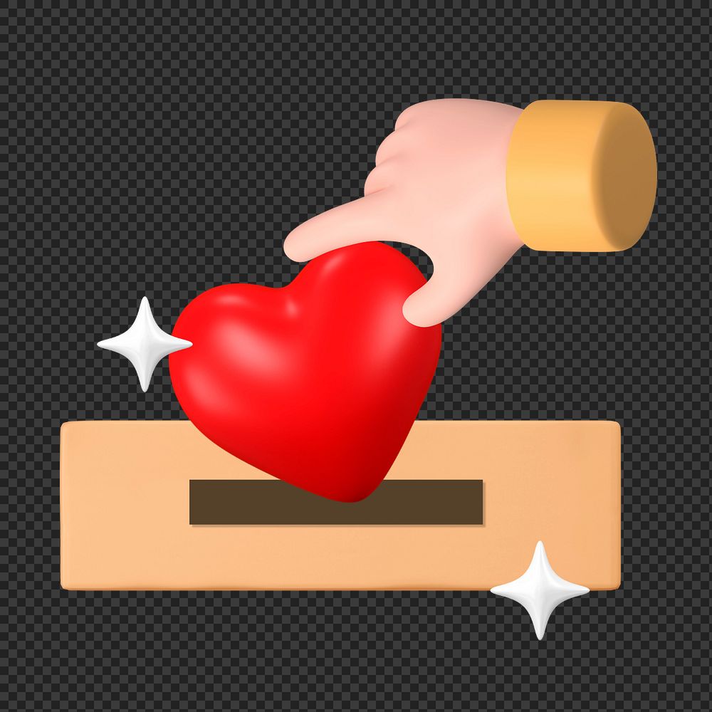 3D donating heart, element editable illustration