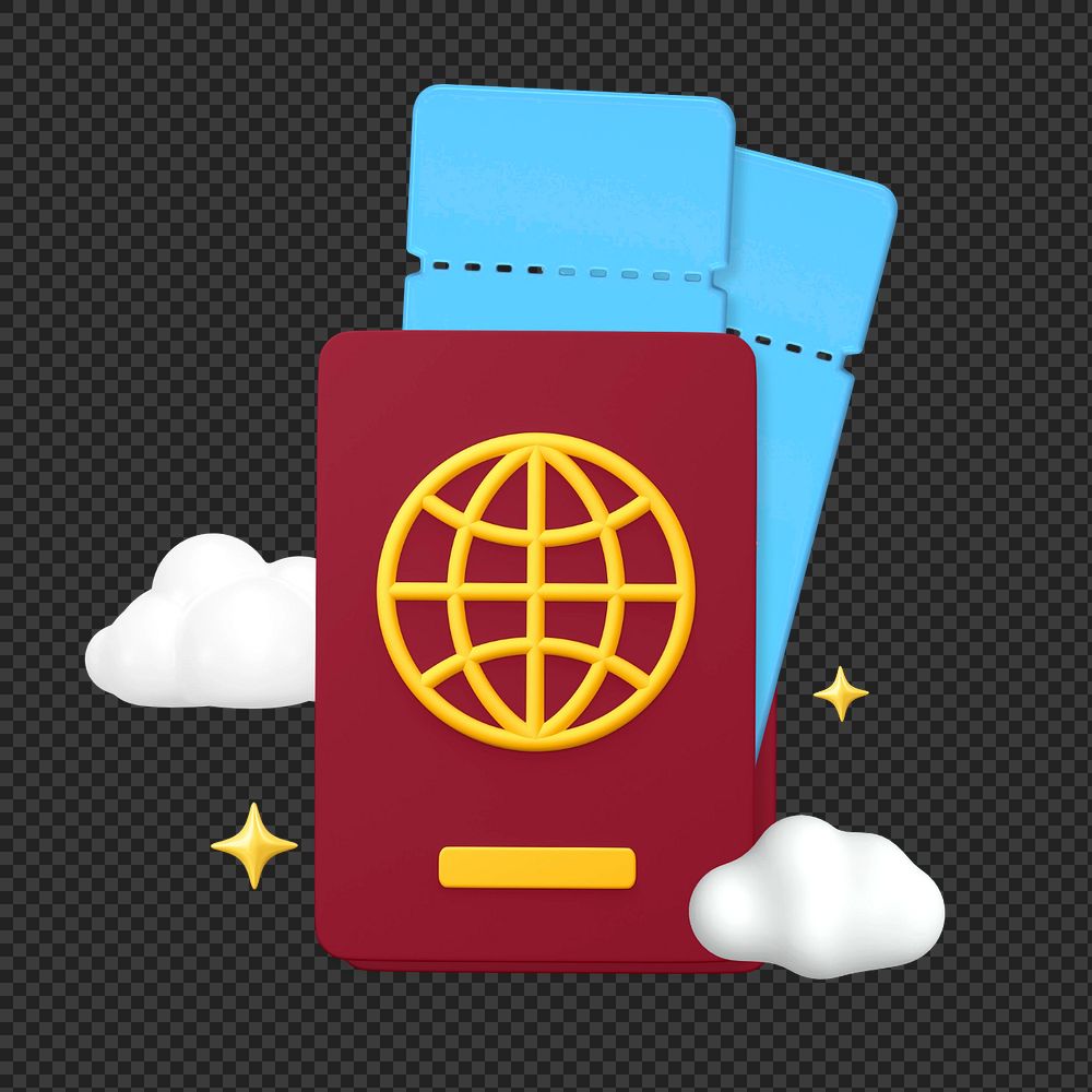 3D passport and tickets, element editable illustration