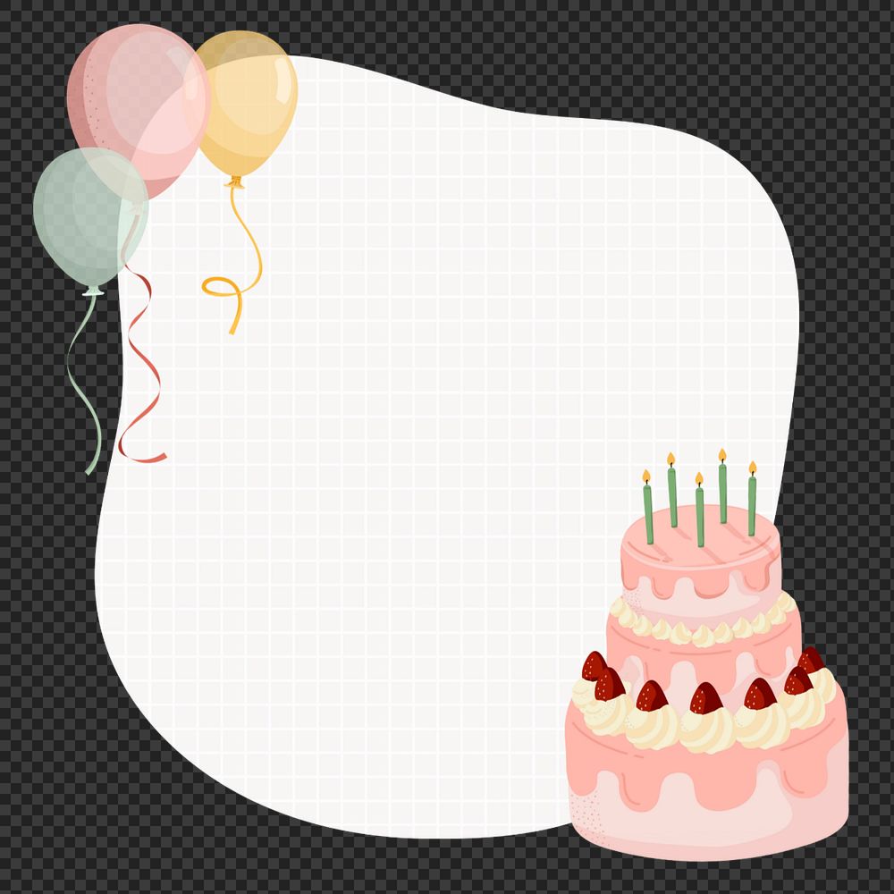 PNG birthday cake notepaper transparent background editable design