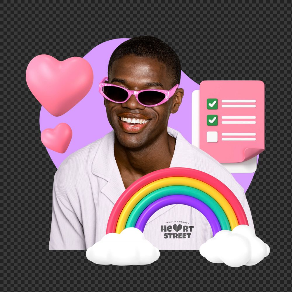 Png lgbt man, pink 3D remix, transparent background, editable design