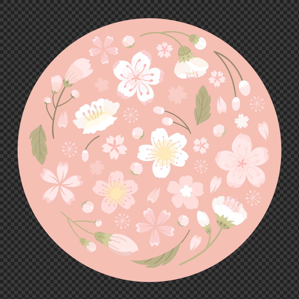 Peach flower png, round editable design on transparent background