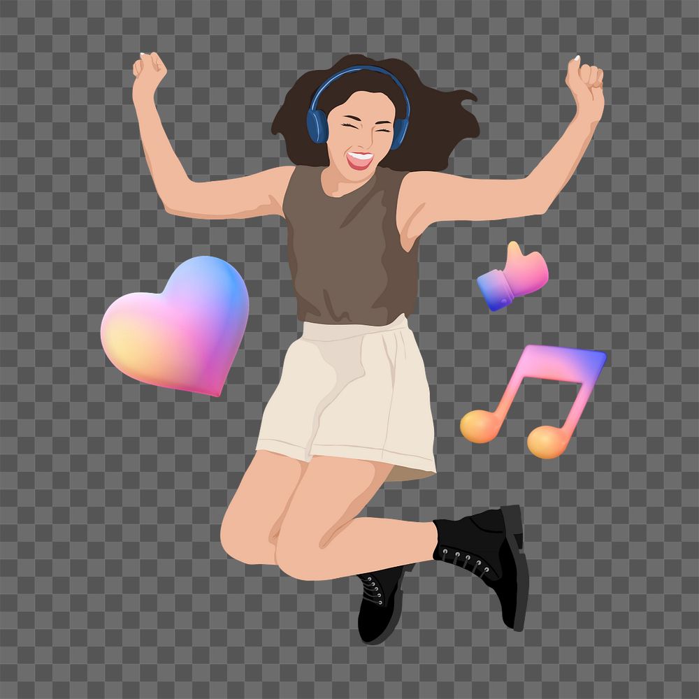 Music lover png sticker, vector illustration transparent background