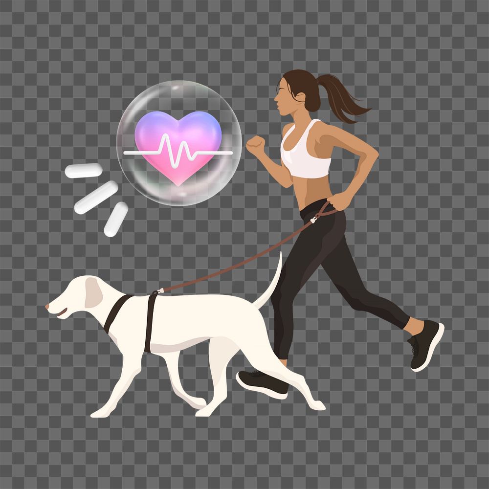 Walking dog png sticker, health & wellness vector illustration transparent background