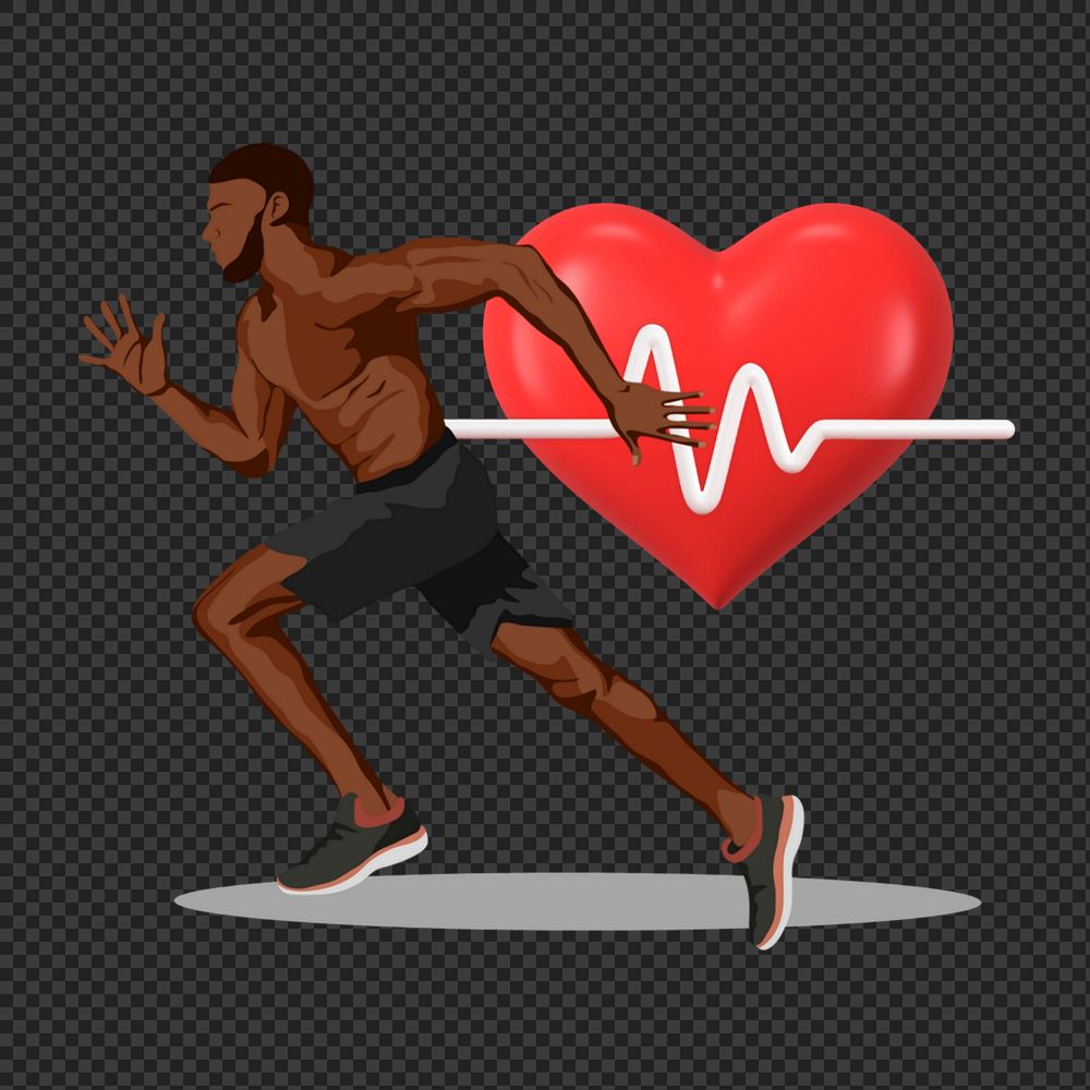 Cardio running png sticker, health & wellness vector illustration transparent background