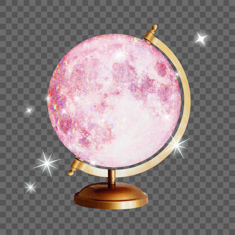 Pink globe collage element, sparkling design