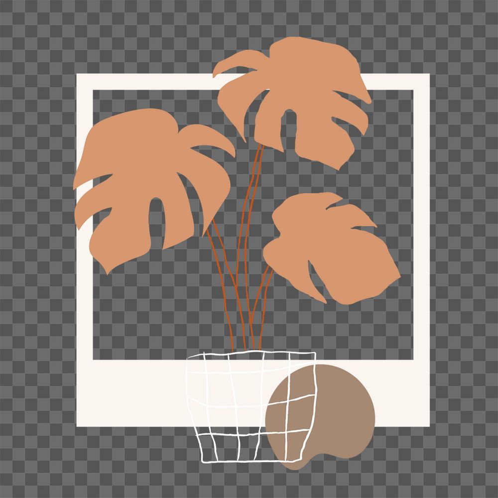 Beige Monstera leaf instant photo sticker