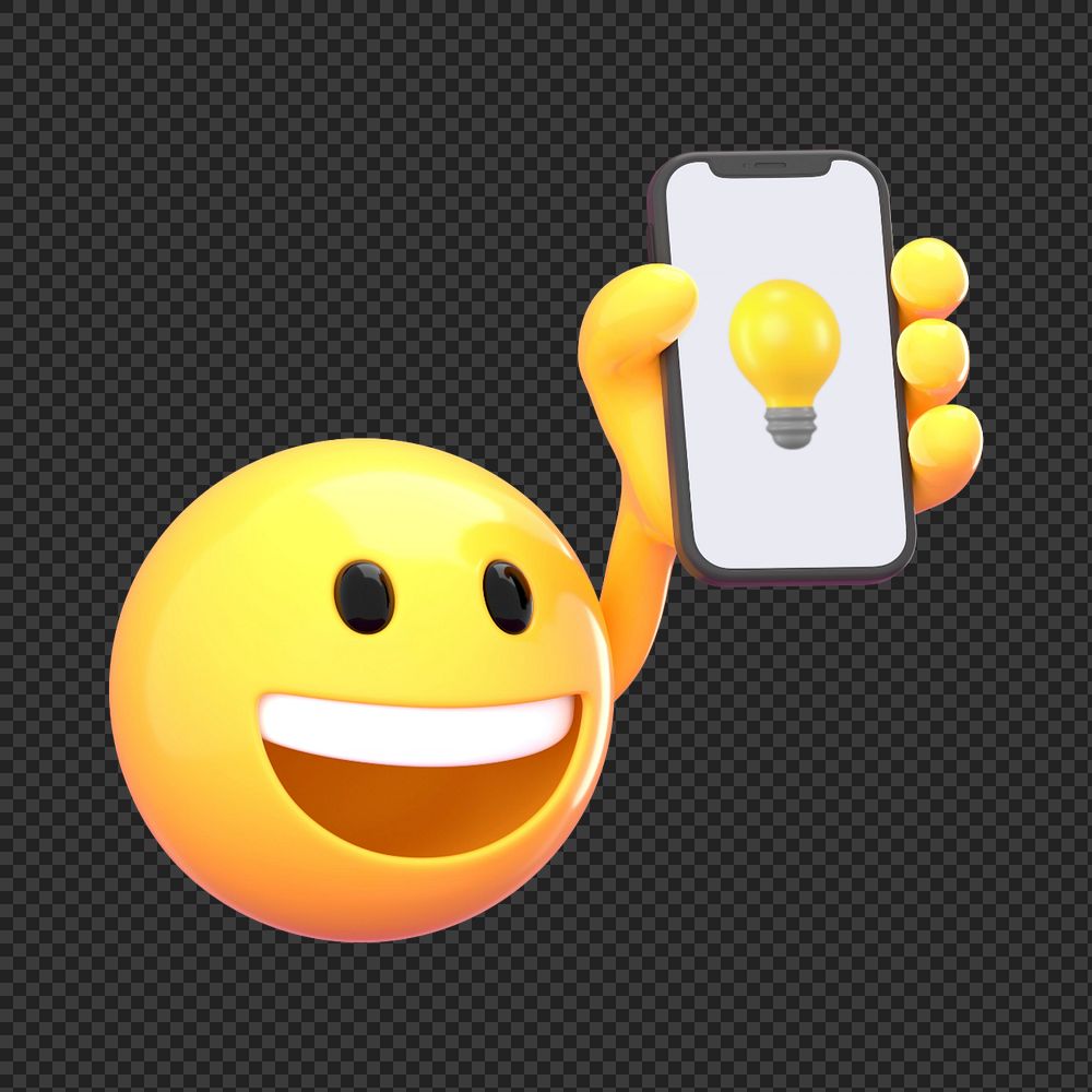 Phone screen mockup, 3D emoticon  editable design
