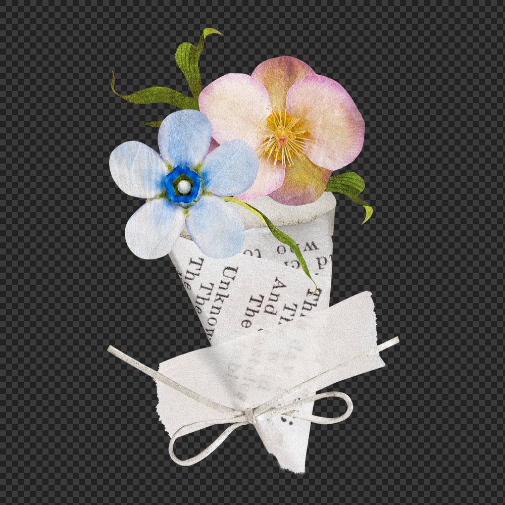 Editable flower bouquet sticker, aesthetic Spring collage element remix design