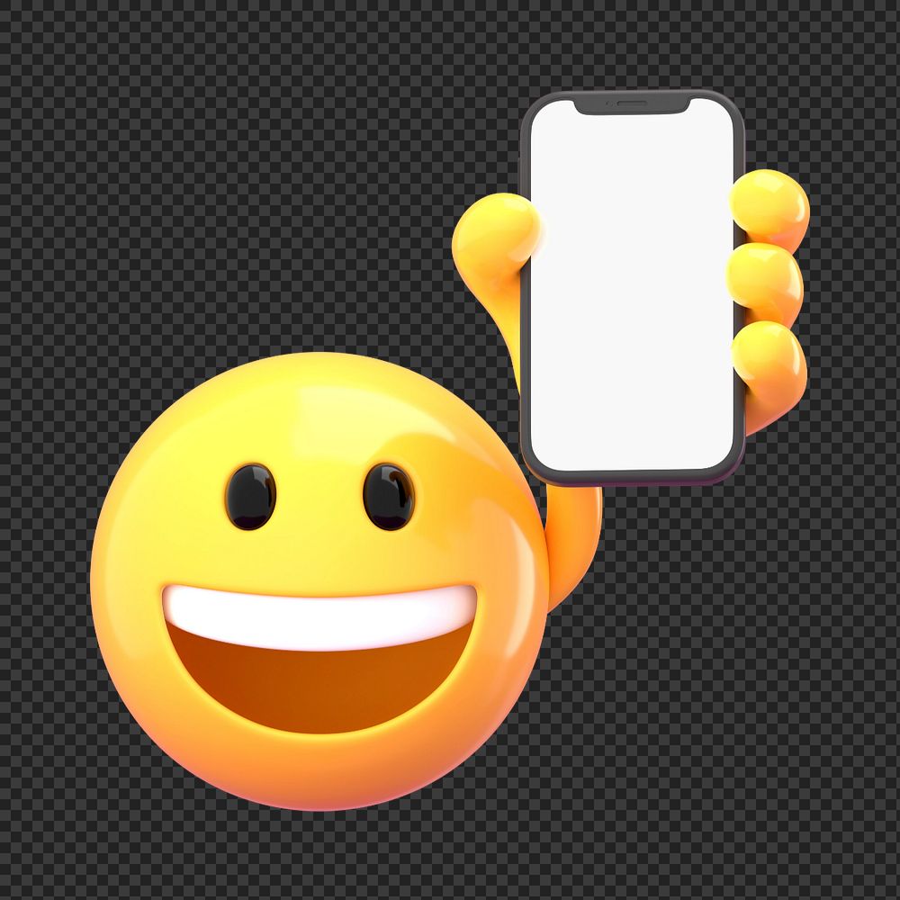 Phone screen mockup, 3D emoji editable design