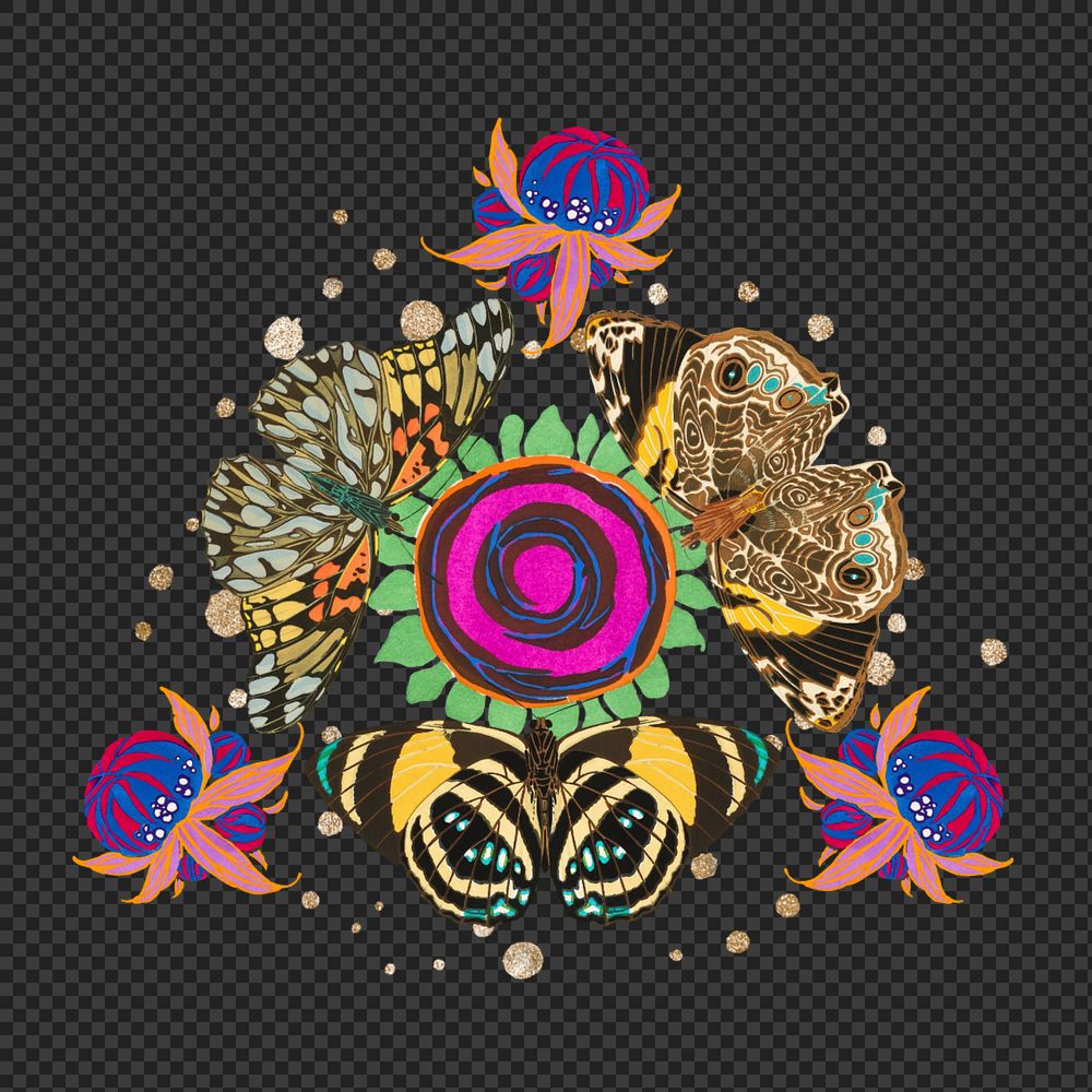Vintage butterfly background, editable abstract triangle, remixed from the artwork of E.A. Séguy