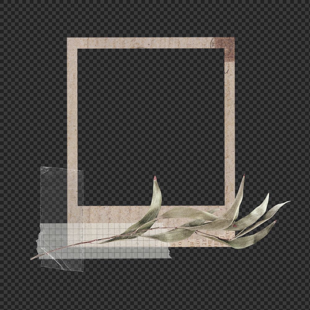 Autumn botanical instant film frame sticker, collage element remix design