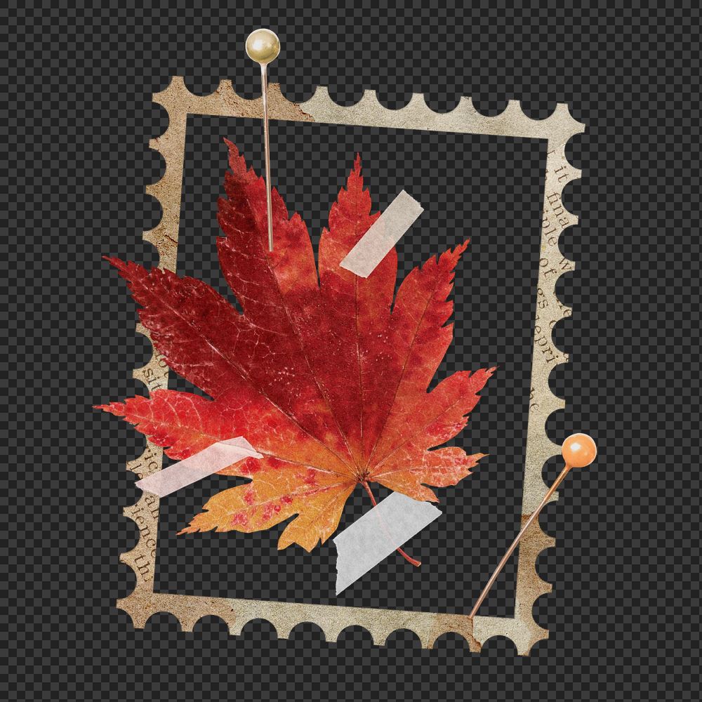 Autumn postage stamp element, editable vintage design