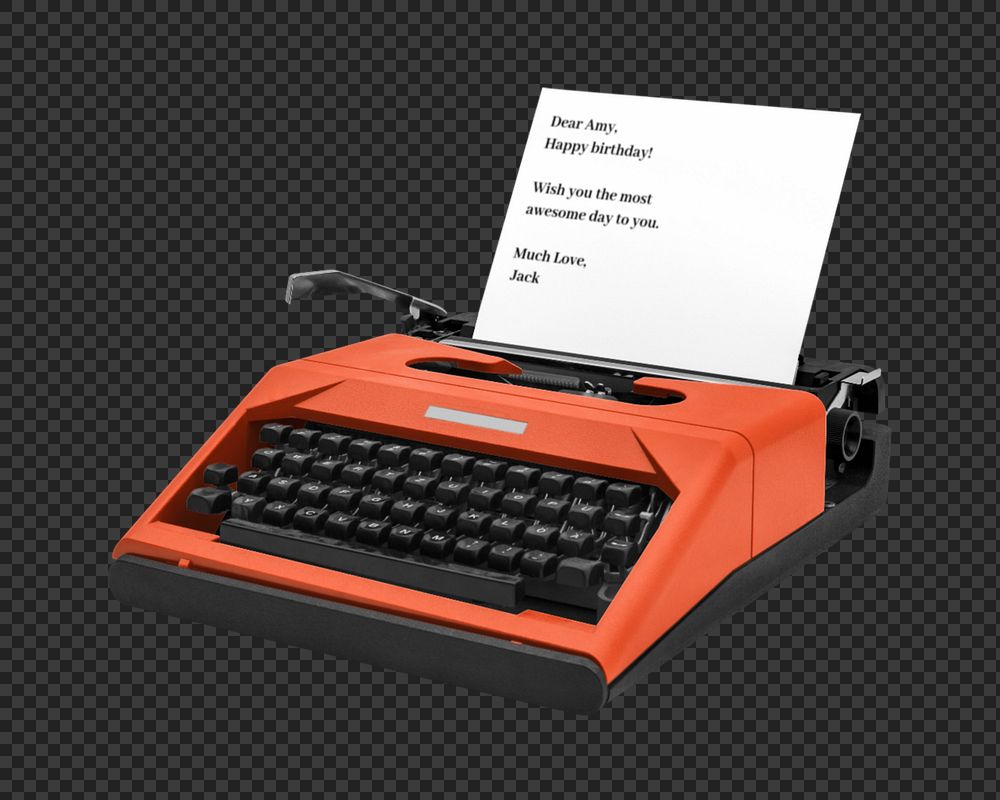 Retro typewriter with paper mockup element, customizable design
