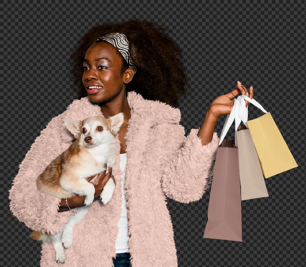 Woman with shopping bags mockup element, customizable design