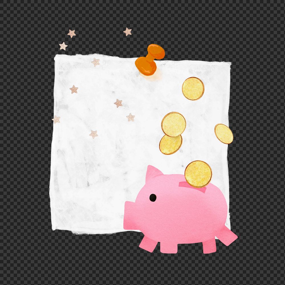 Piggy bank note paper element, editable finance collage design