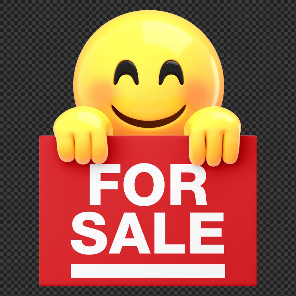 Emoji holding sale sign mockup  editable design