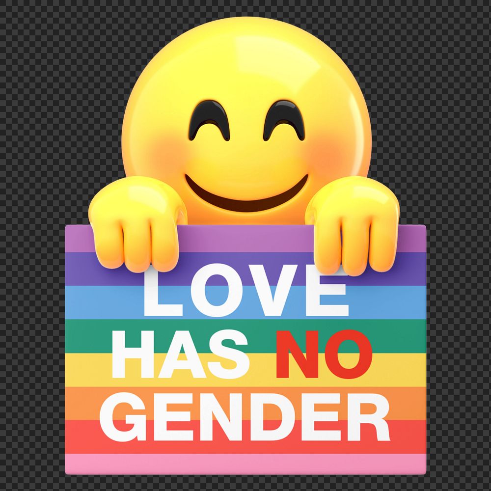 Emoji holding LGBT sign mockup editable design