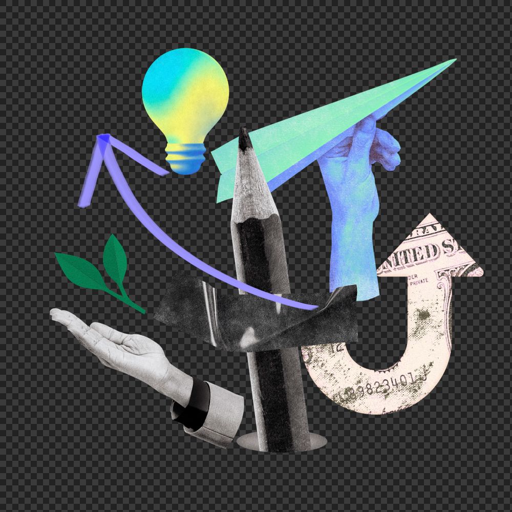 Creative idea sticker, mixed media editable design