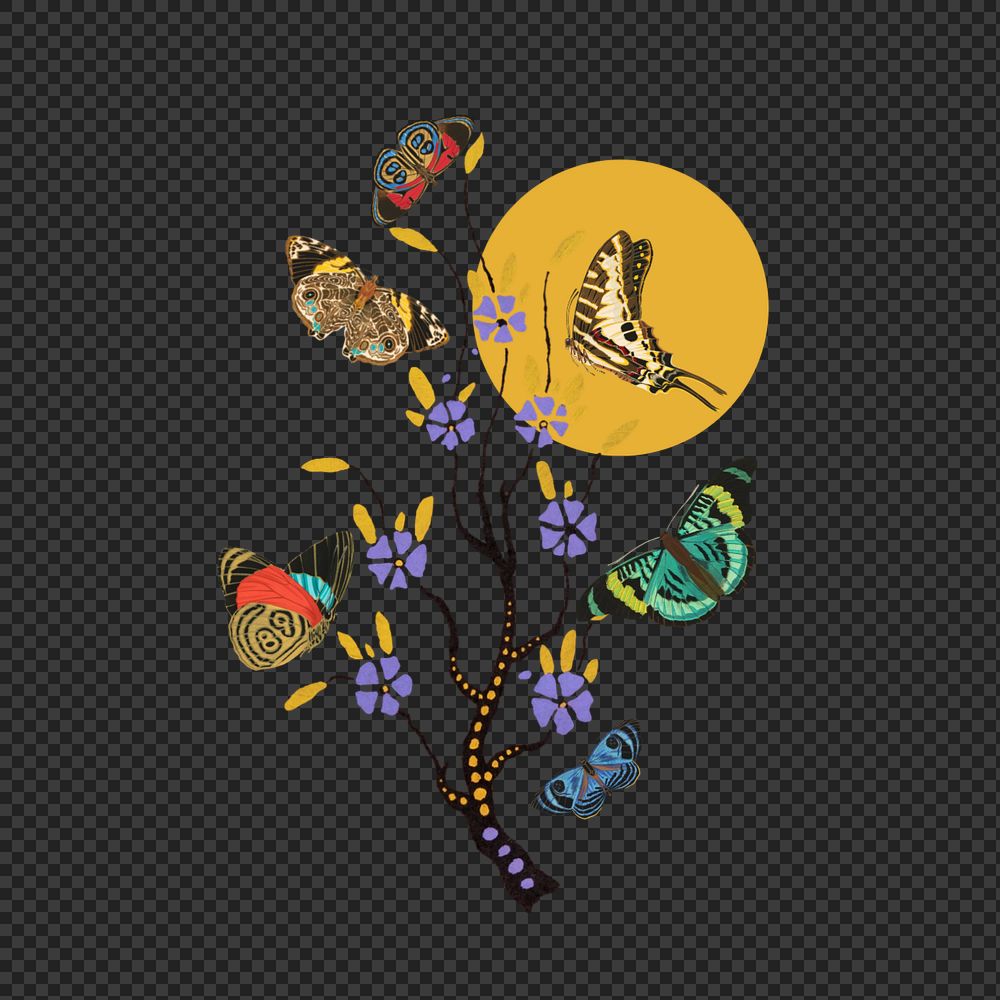 Aesthetic botanical butterfly clipart, editable nature, remixed from the artwork of E.A. Séguy.