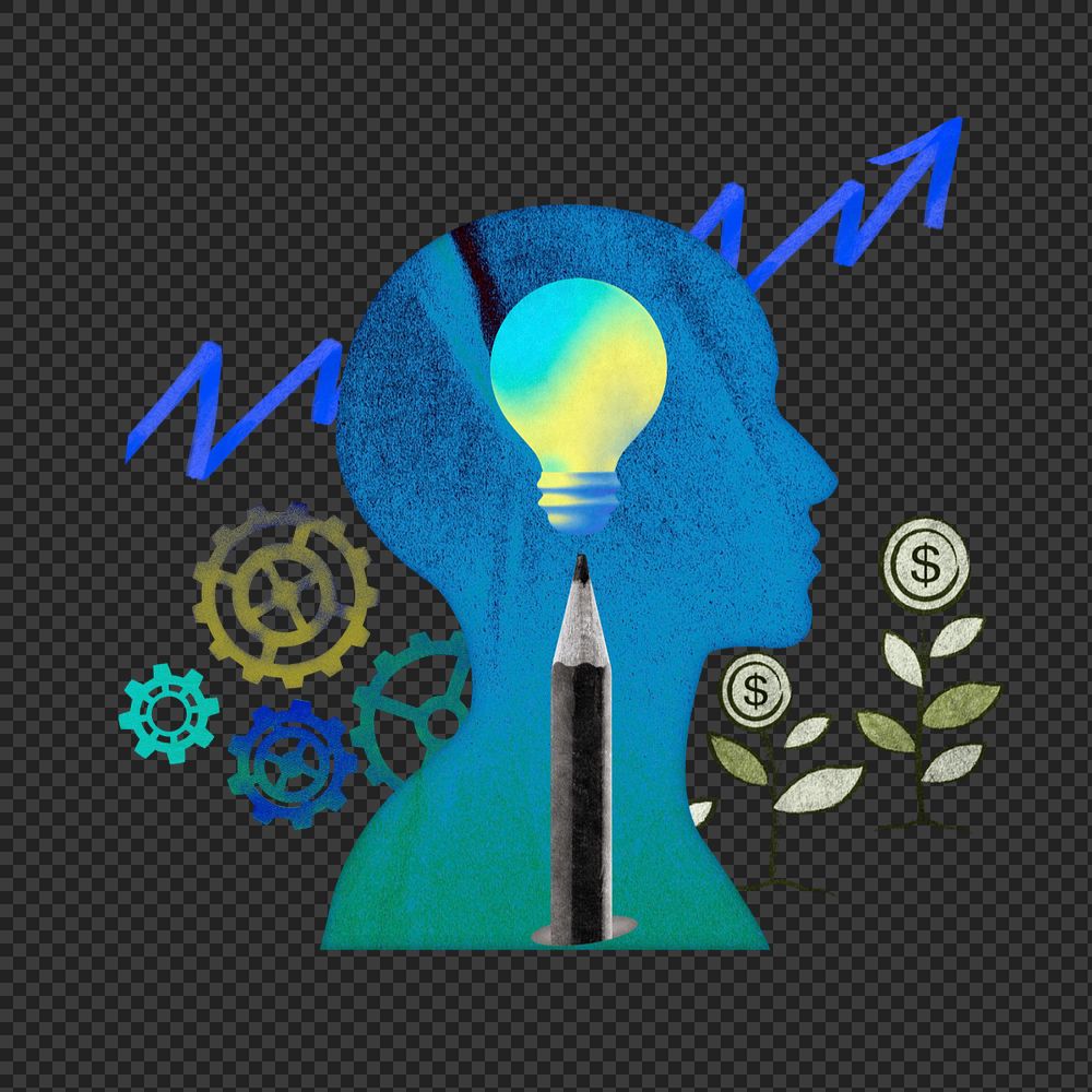 Creative mind sticker, mixed media editable design