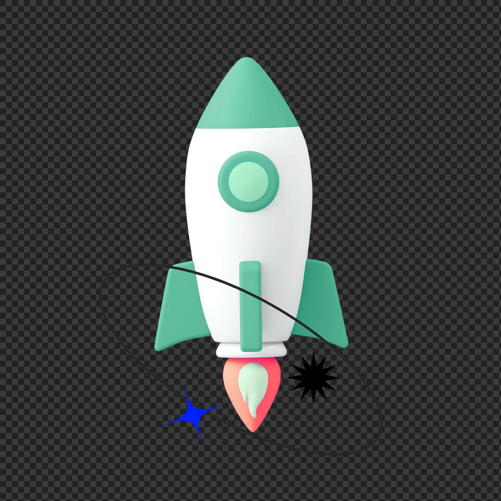3D rocket png sticker, mixed media editable design