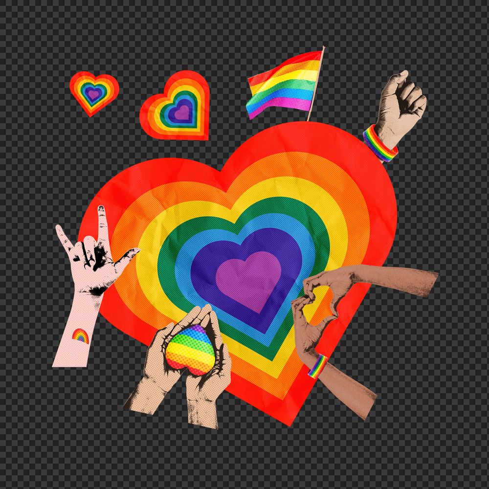 LGBTQ love sticker, mixed media editable design