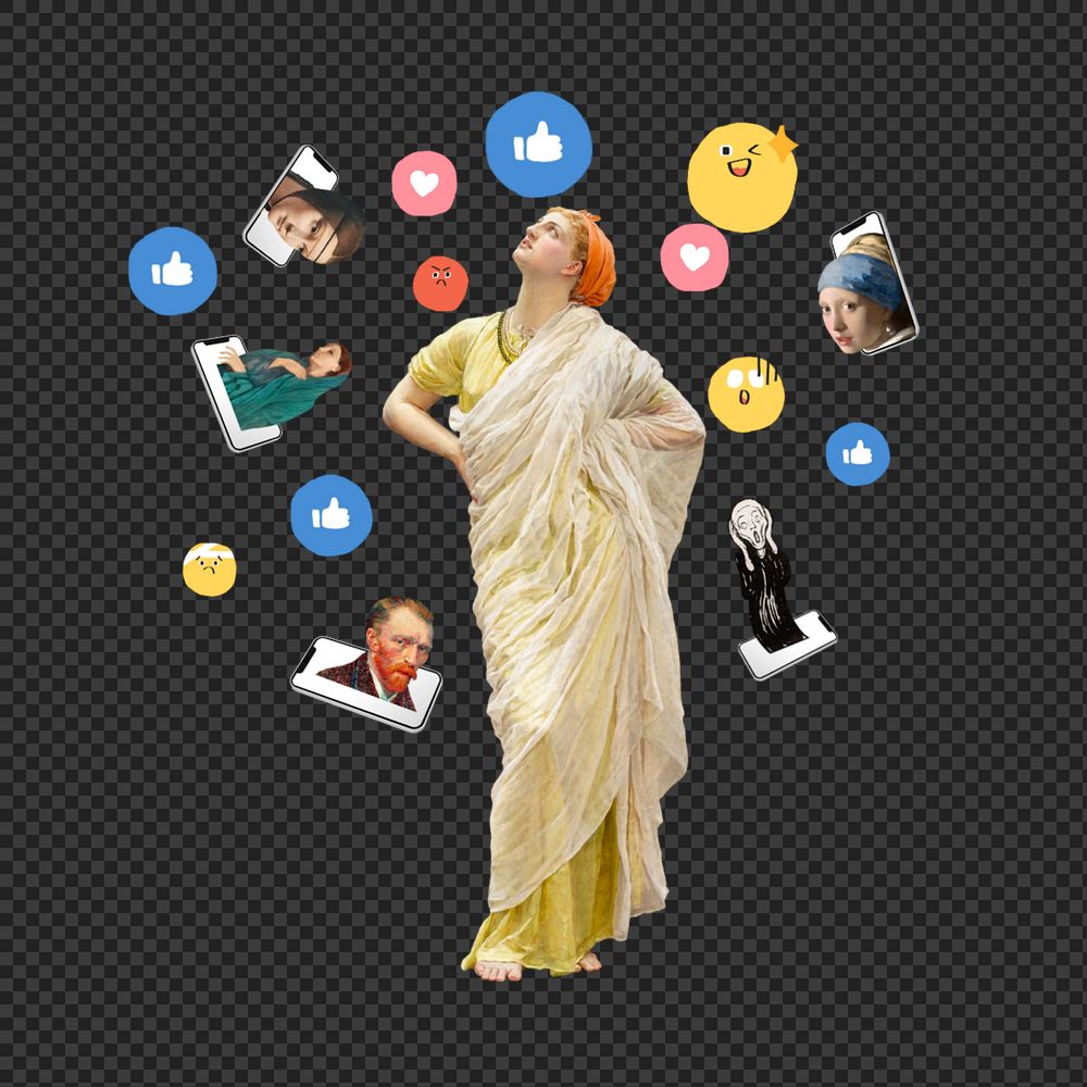 Social media savvy png sticker, mixed media editable design. Remixed by rawpixel.