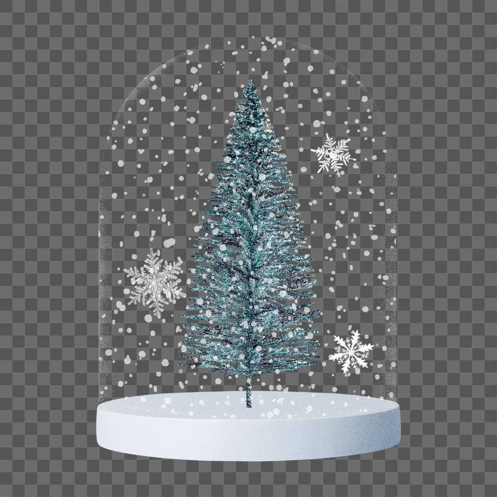 Christmas tree snow globe element, editable winter collage design