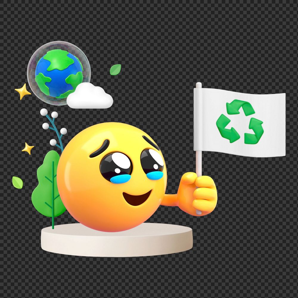 Environmentalist emoji sticker, 3D emoticon editable design