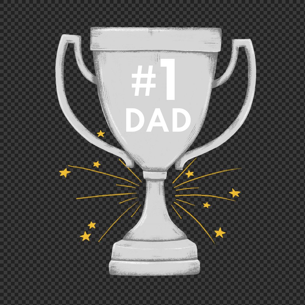 #1 dad trophy clipart, editable Father's day digital painting remix
