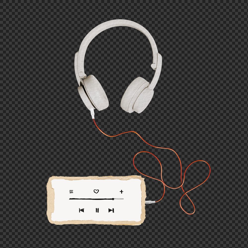 Editable music element, headphones collage design