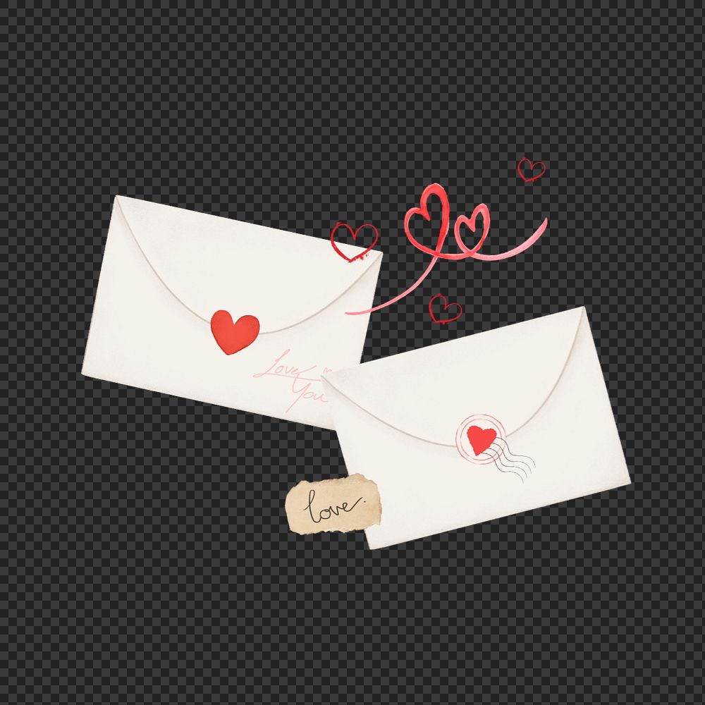 Cute Valentine's love letters clipart, editable festive digital painting remix
