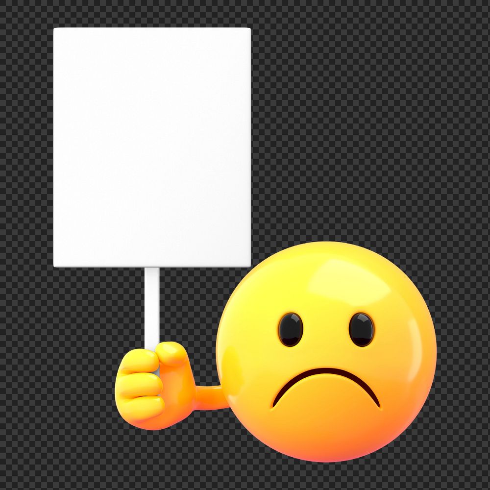 Emoji holding sign mockup, 3D rendered  editable design