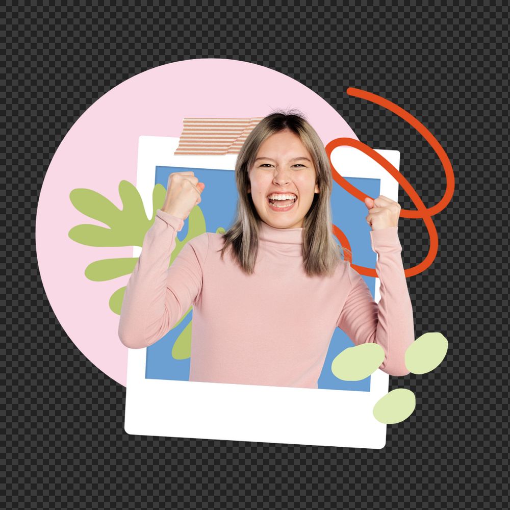 Happy girl  sticker, editable design