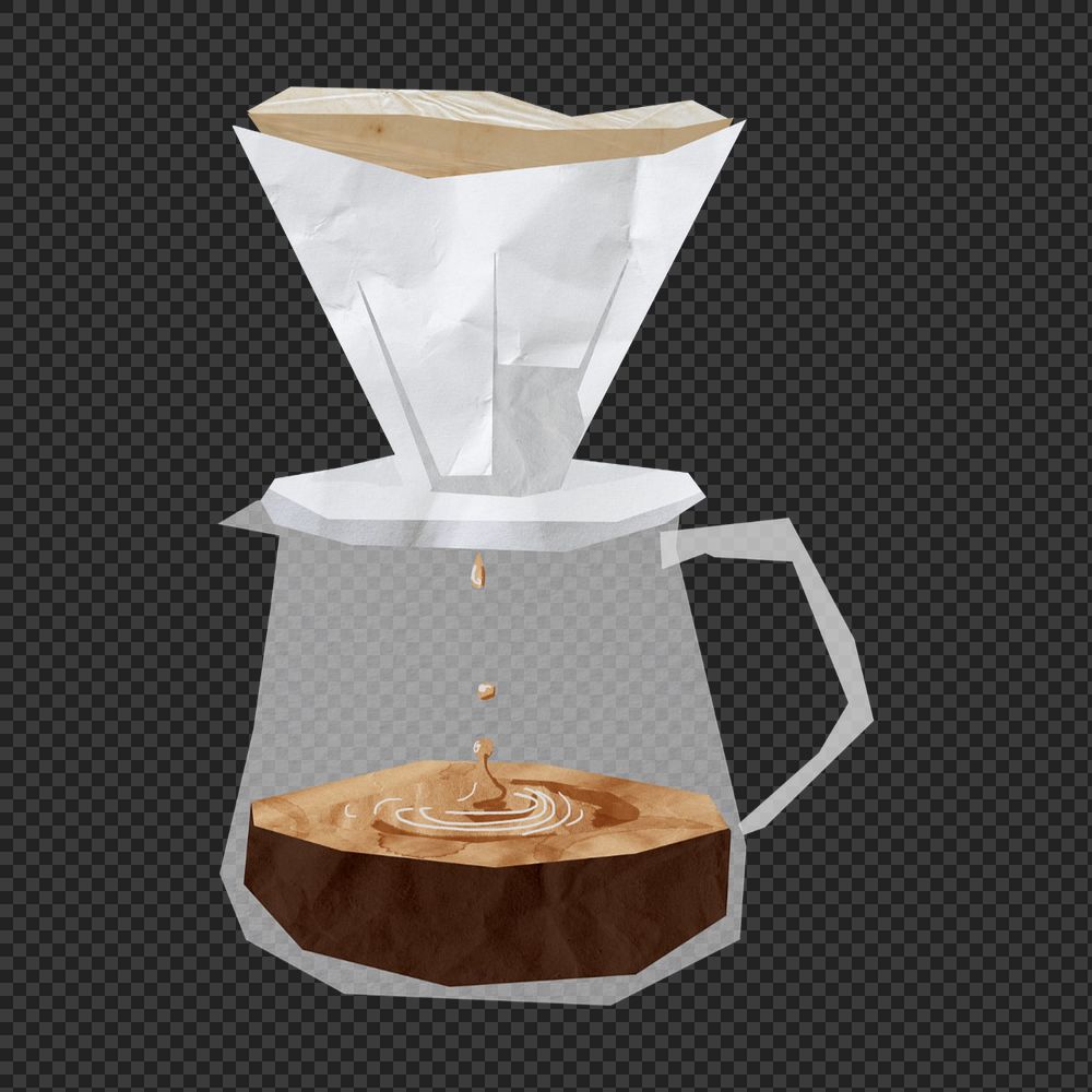 Drip coffee kettle element, editable paper collage design