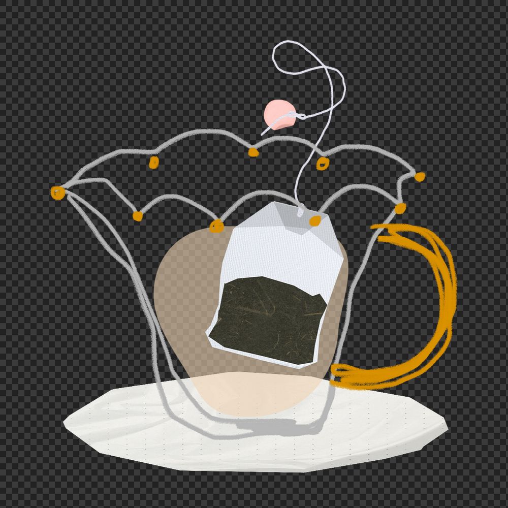 Aesthetic tea cup element, editable cute collage design