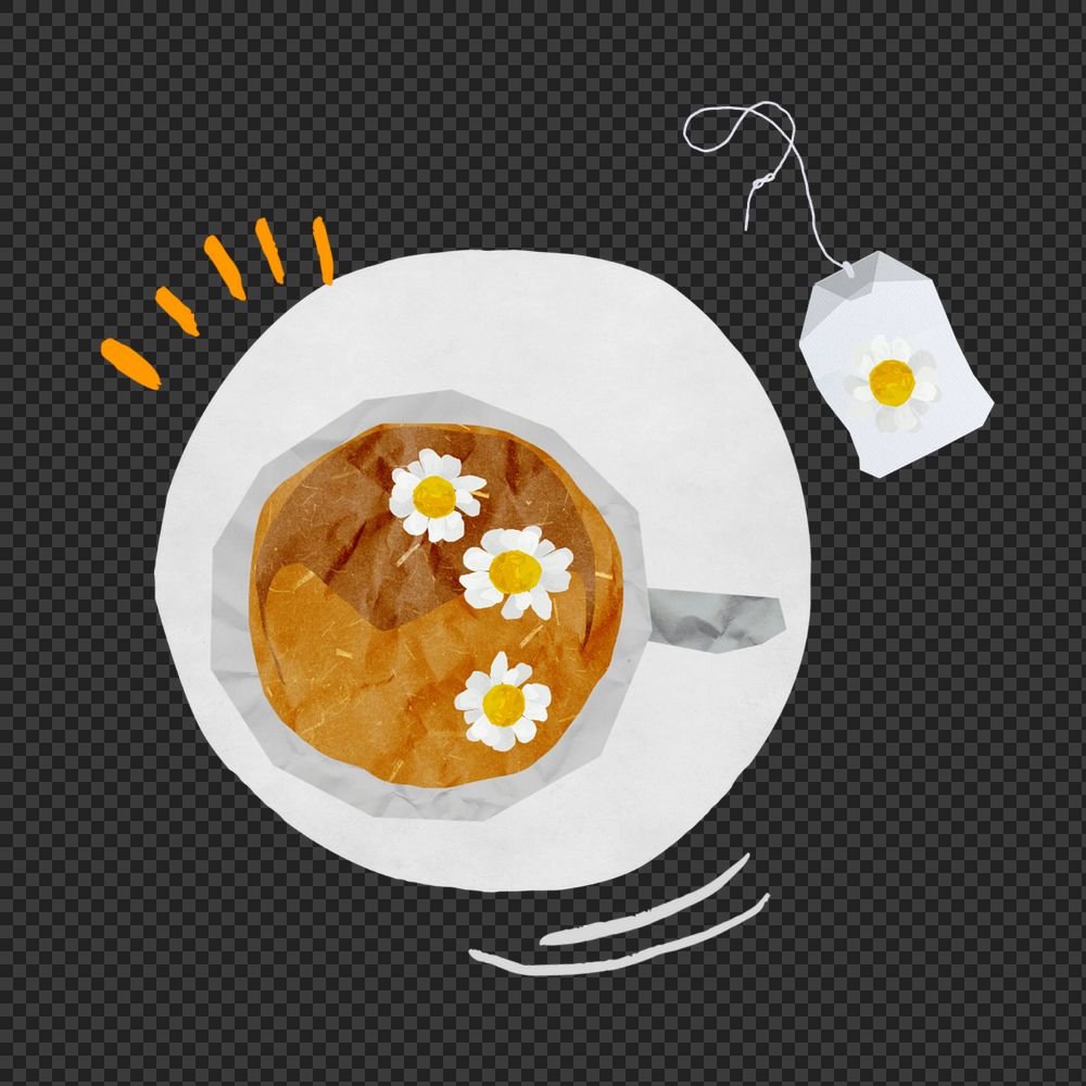 Chamomile tea cup element, editable cute collage design