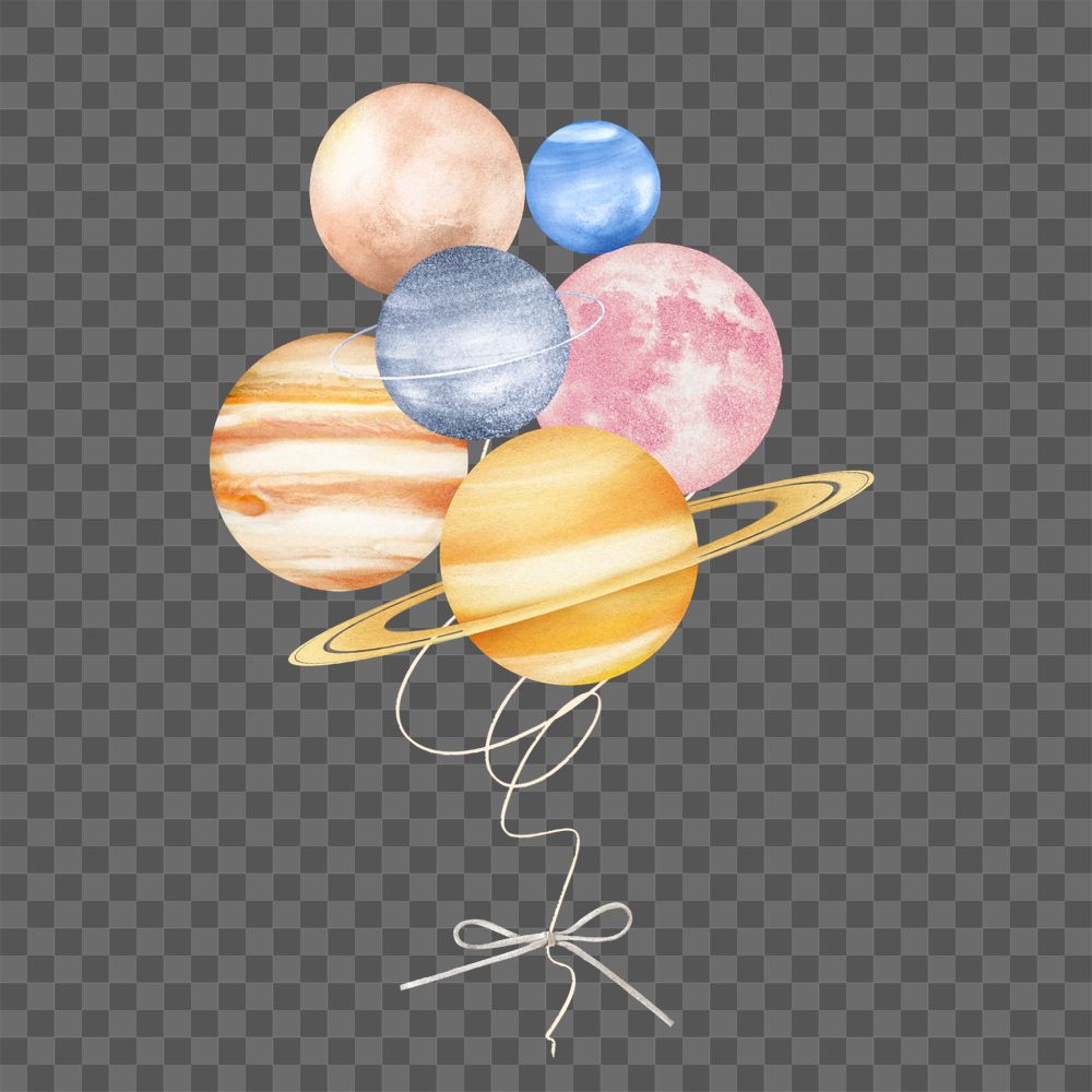 Editable planet balloons element, cute galaxy collage design