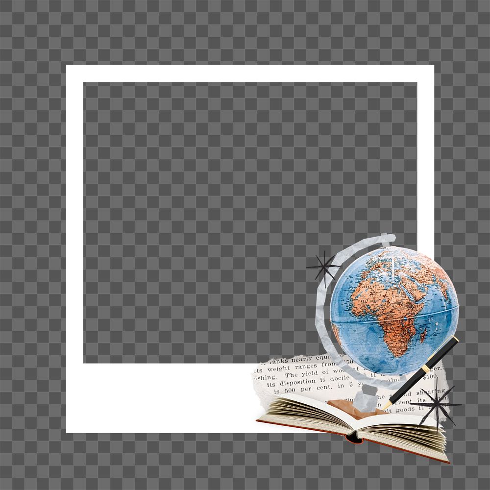 Education aesthetic instant picture frame sticker, editable collage element remix design