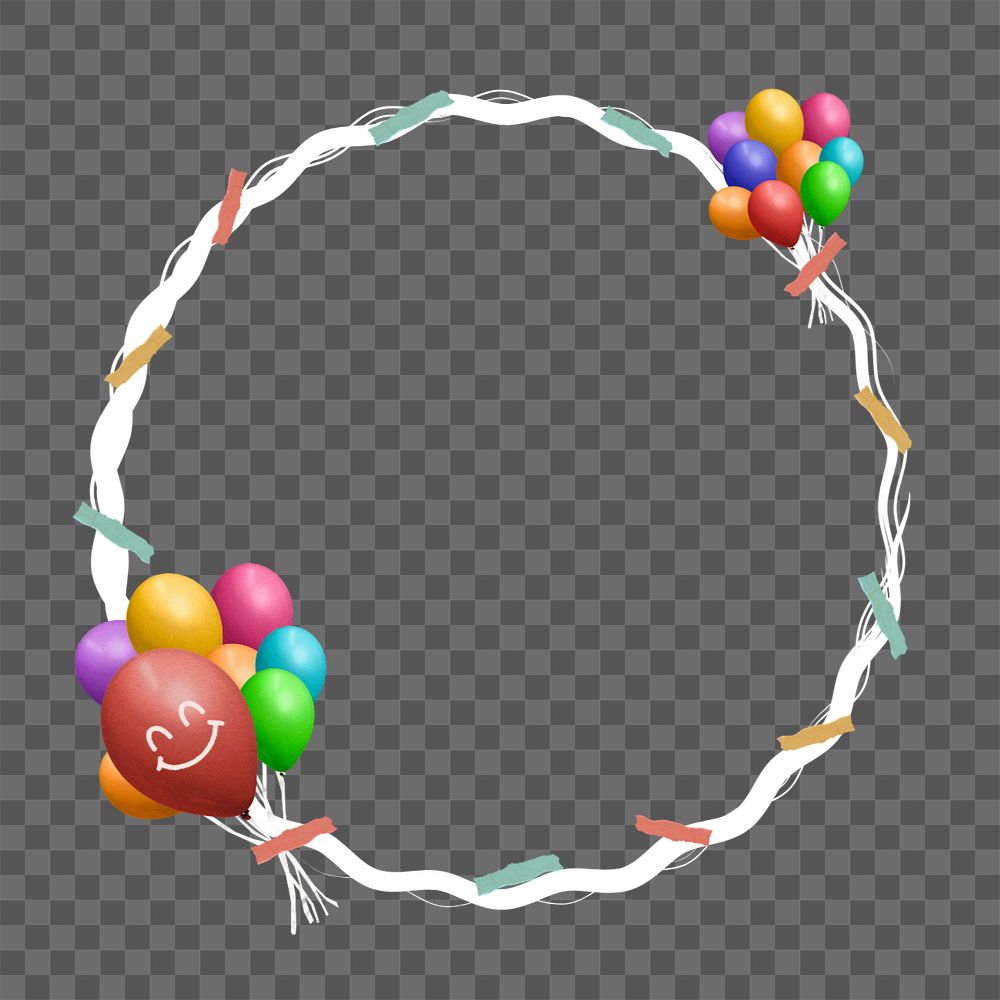 Party balloons frame png, creative remix, editable design