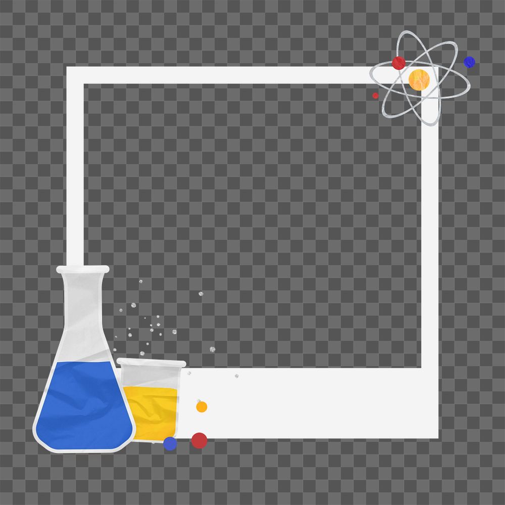 Science experiment instant film frame png, creative remix, editable design