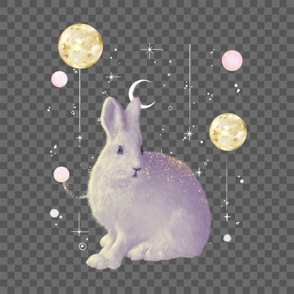 White bunny png, animal collage art, editable design