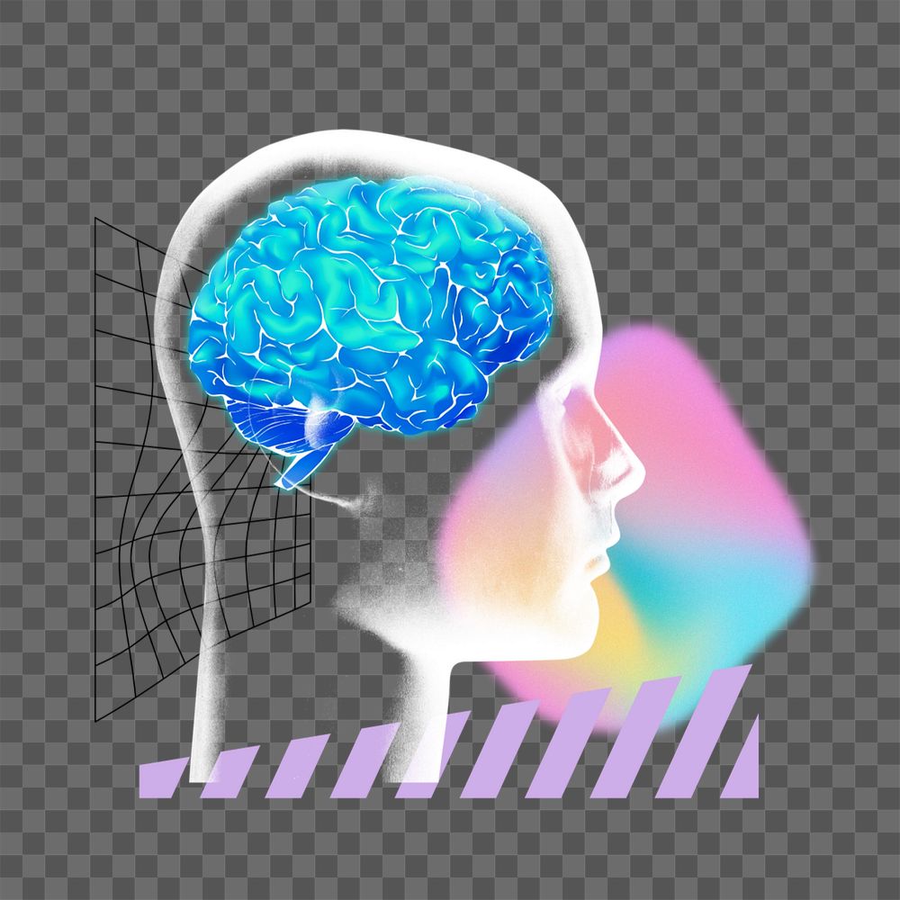 AI technology remix png, human brain image, editable design