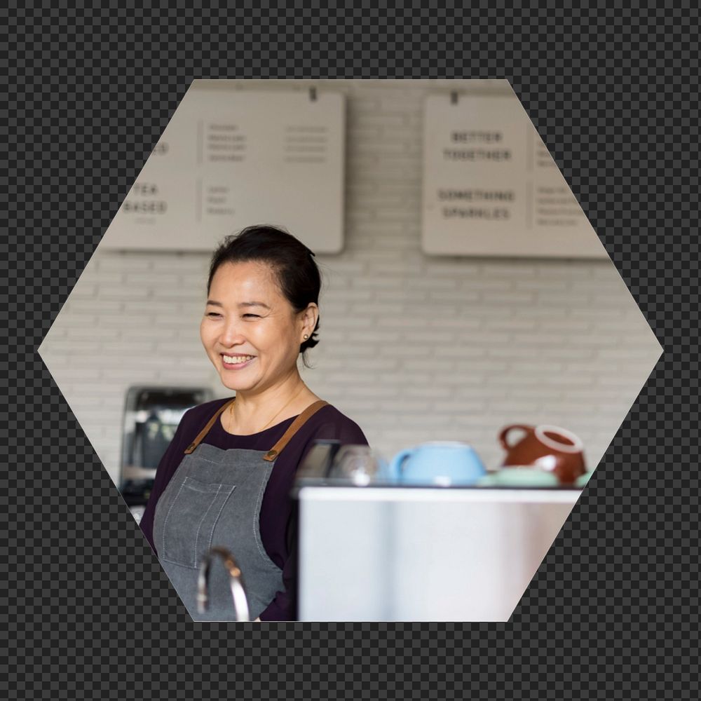 Lovely barista png hexagonal  sticker, transparent background