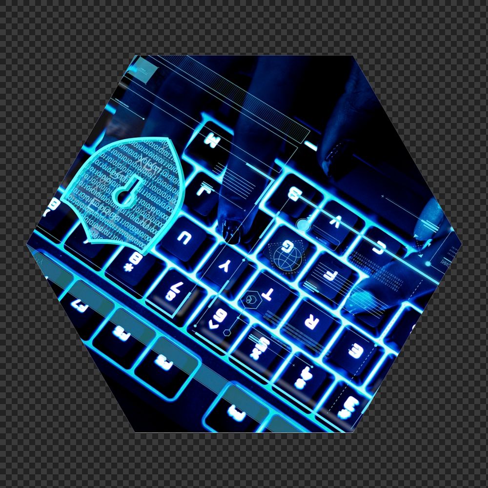Data hacking  png hexagonal  sticker, transparent background