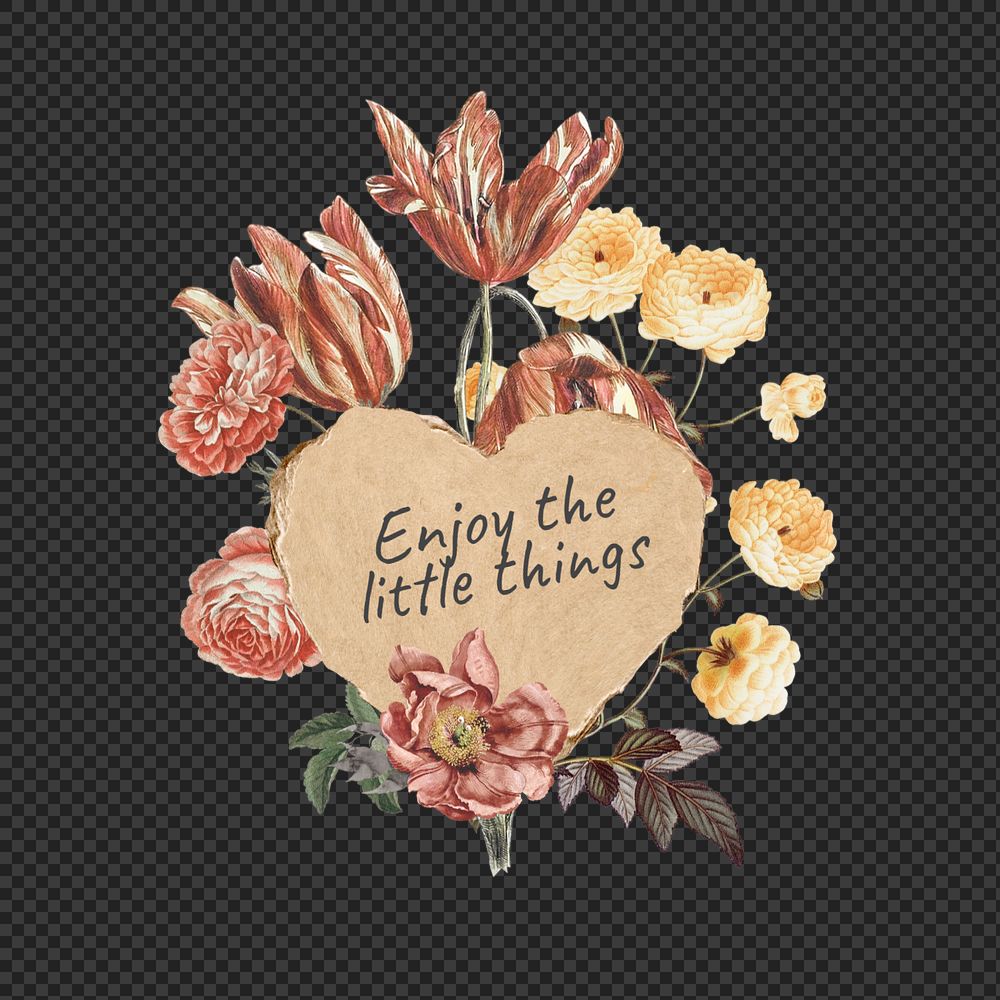 Enjoy little things png quote, Autumn flower collage art, editable design